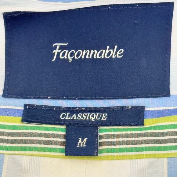 Faconnable Men's Classique Striped Button-Down Pocket Long Sleeve Cotton Medium - Picture 6 of 11